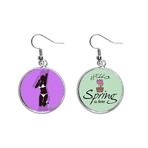 Pendientes de primavera morados con colgante de mujeres gordas para regalar arte