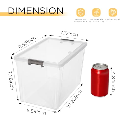 Image of Citylife 7.8 QT 6 Pack Small Storage Bins Plastic Storage Container Stackable Box with Lids for Organizing, Clear White