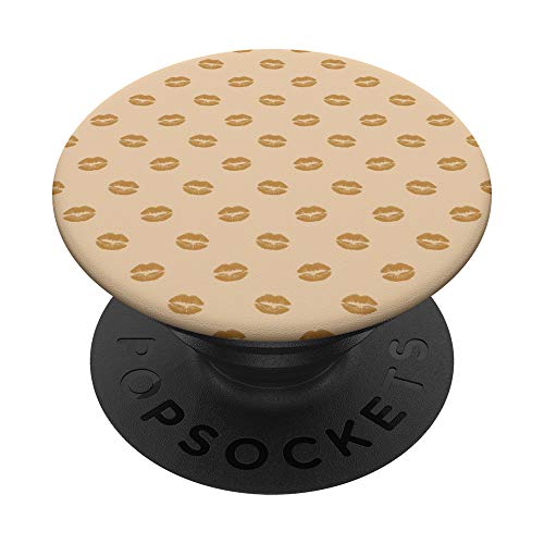 Labios Dorados Pastel Naranja Boca Sensual Besos Femeninos PopSockets PopGrip: Agarre intercambiable...