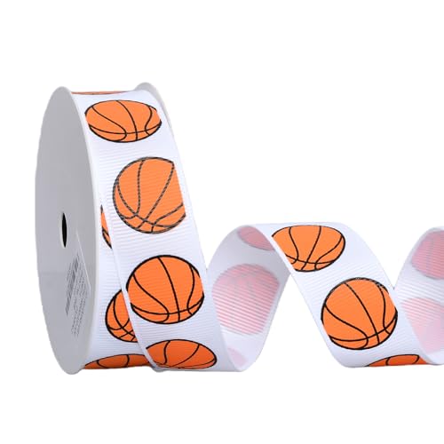 YAMA Basketball Ribbon 10 Yards Grosgrain Sports Ribbon for Crafts Hair Bows Gift Wrapping Team Party Decoration (7/8 inch)