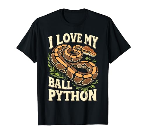 I Love My Ball Python Snake Lover Rettile Uomini Donne Bambini Maglietta