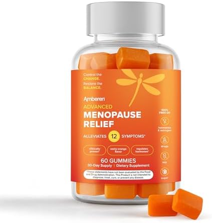 Amberen Menopause Supplement for Women, 60 Gummies, Clinically Proven, Helps Support Hormone Balance, Helps Relieve 12 Menopause Symptoms: Hot Flashes, Night Sweats, Mood Swings and More