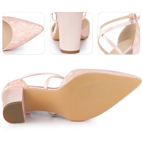 Perphy Crisscross Straps Closed Toe Block Heels Lace Pumps for Women4