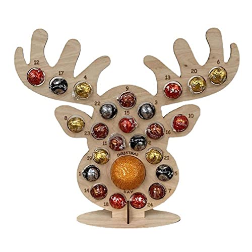 GEQIAN Calendrier de l'Avent en bois avec support pour chocolat et bonbons - Décoration saisonnière Cover