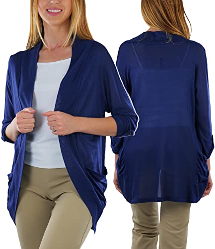 Image of ToBeInStyle Womens Open Front Casual Shrug Lightweight Layering Cardigan Sleeveless or Short Sleeve