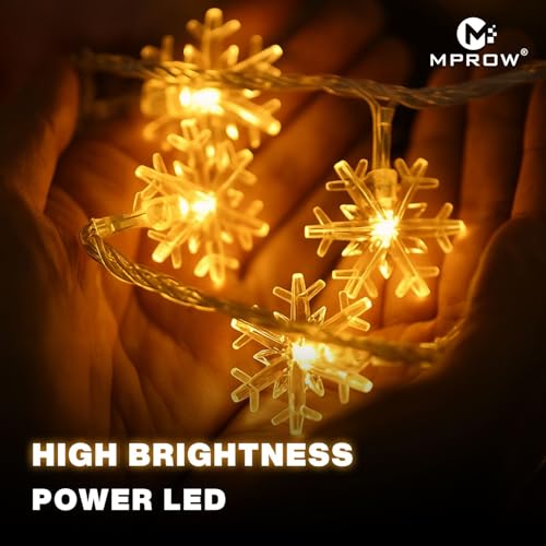 Image of MPROW Christmas Snowflake Lights, Warm White LED Fairy String Lights, 20LED Battery Powered Waterproof Decorative Hanging Lights for Xmas Tree, Holiday, Wedding, Indoor /Outdoor Garden Decor