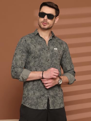 Image of Majestic Man Printed Pure Cotton Slim Fit Casual Shirt