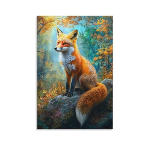 Cuadros de zorro en lienzo de 50x75cm para dar vida a salones oscuros