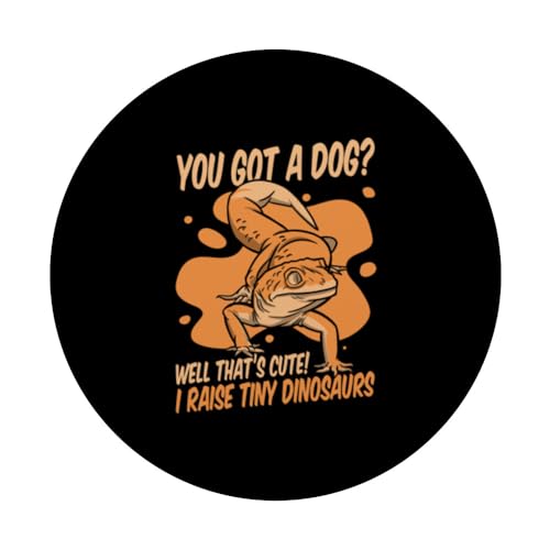 I Raise Tiny Dinosaurs Lizard Gekkota Crested Leopard Gecko PopSockets Swappable PopGrip, Black - Image 3