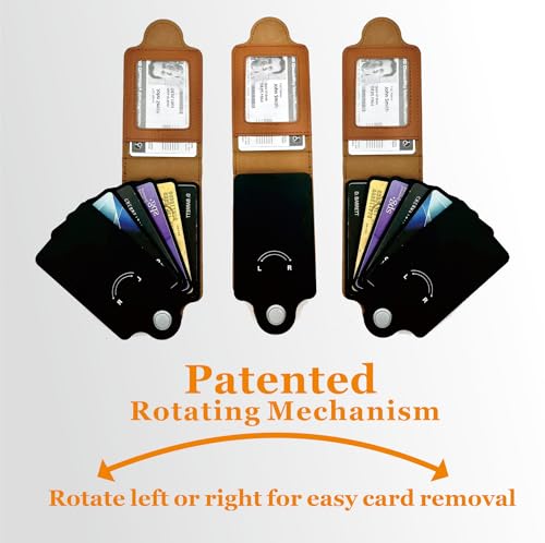 RFID Blocking Leather Wallet with Patented Rotating Card Holder – (5+3) 8 Card Slots, ID Window & Cash Pocket | Patented Anti-Theft Design (Brown)2