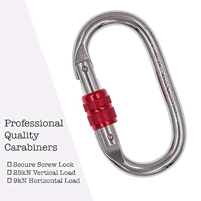 Set of 2 Carabiners & 2 Daisy Chains - Accessories for Easy Installation & Extending The Length of Aerial Silks Fabric, Aerial Yoga Hammock, Antigravity Inversion Pilates, Sensory Swing