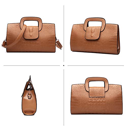 Image of ZLMBAGUS Women Vintage Flap Tote Top Handle Satchel Handbags PU Leather Clutch Purse Shoulder Bag