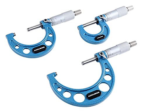Accusize Industrial Tools 0-3 Inch By 0.0001'' Ultra-Precision Outside Micrometers Carbide Tipped 3 Pc Set, Eg00-0903 #TOP4