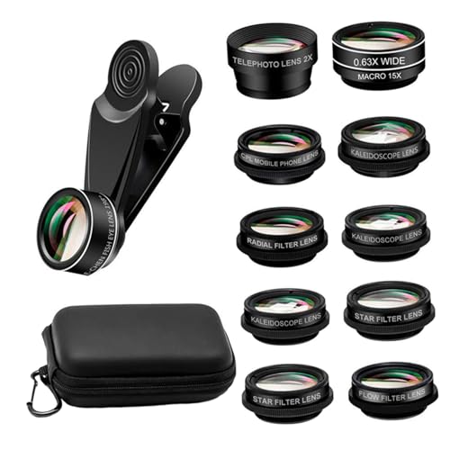 Objectif photo pour téléphone portable macro et grand-angle kit 10 lentilles en verre smartphone