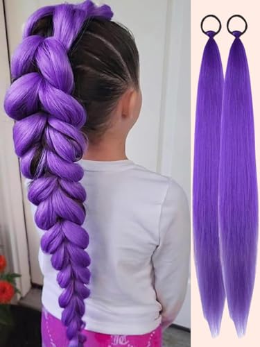 Hair Ponytail Extension With Elastic Tie Pre-Stretched Braiding Hair For Party And Cosplay Event 2 Piezas Extension Per Capelli A Coda Di Cavallo Per Donne E Ragazze, Ideali Per Festival 66cmA16