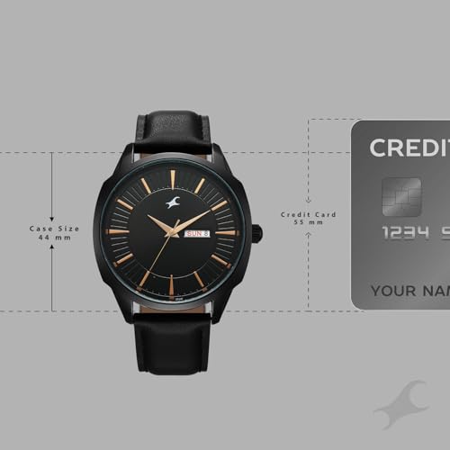 Image of Fastrack Stunners XI with Quartz Analog Black Dial Black Leather Strap Watch for Men - 38213NL01