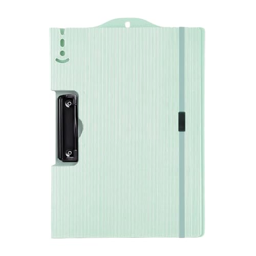 Image of oddpod Horizontal A4 Plastic Clipboard with Elastic Strap /Multi-Function Document Paper Storage File Folder with Outer Cover for Students & Professionals - Mint Green
