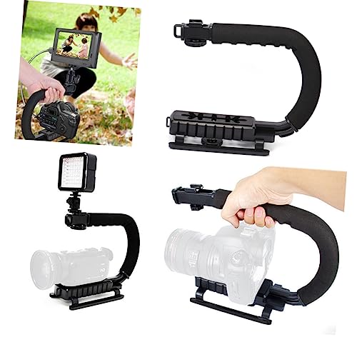 Image of U Shaped DV Stabilizer Bracket with Three Hot Shoe ABS Black Handle
