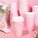 JarThenaAMCS 50 Set 16Oz Pink Disposable Coffee Cups with Lids and Sleeves Light Pink Paper Drinking Cups for Home Restaurant Wedding Birthday Baby Shower Bachelorette Party Supplies