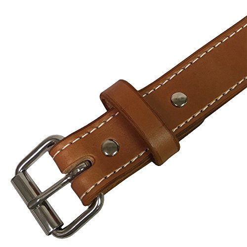 Exos Gun Belt, English Bridle Leather, 14 Ounce - Stainless Steel Hardware - Handmade in The USA (50 - for 46" Waist, Saddle Tan)