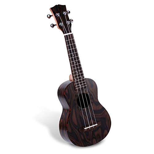 Solid Wood Mahogany Soprano Ukulele - High Quality Professional Instrument with Flamed Brown