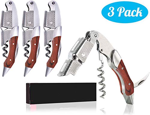 Professional Wine Opener Set of 3 Packs for Bartenders Waiters and Sommeliers in