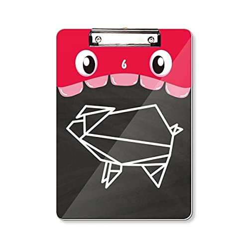 Bloc-notes A4 cochon géométrique avec pince plate pour réviser au bureau ou en cours