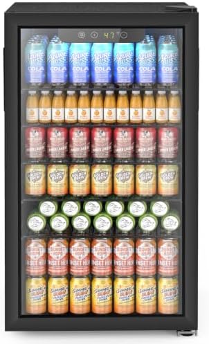 Electactic Mini Fridge 130 Can Beverage Refrigerator Cooler, 3.2 Cu.Ft Drink Fridge for Soda Wine Beer, Adjustable Temperature Control for Home Office, Black