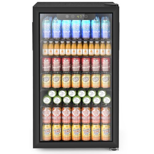 Electactic Mini Fridge 130 Can Beverage Refrigerator Cooler, 3.1 Cu.Ft Drink Fridge for Soda Wine Beer, Adjustable Temperature Control for Home Office, Black