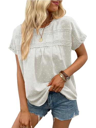 Poetsky Ladies Cute Work Blouses Lace Crochet...