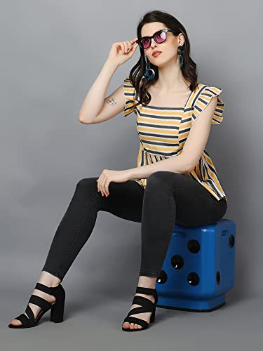 Image of ZUVINO Striped Cotton Tops for Women || Sleeveless Peplum Tops for Women || Stylish Summer Tops for Women.