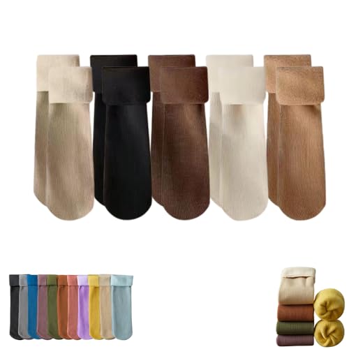 Manlira Socks for Women, Manlira Thermal Socks Women, Fleececozy Ultra-Soft Velvet Slim Thermal Socks, One Size (5pcs-b)