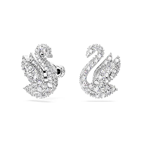 Swarovski Orecchini A Lobo Swarovski Iconic Swan, Cigno, Bianchi, Placcato Rodio - 2