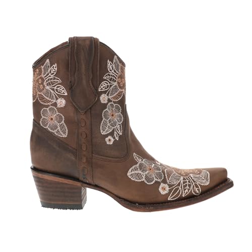 Corral Boots Womens Floral Embroidered Snip Toe Casual Boots Ankle Low Heel 1-2
