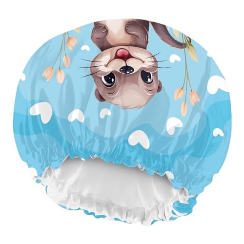Image of Otter Print Kids Satin Sleep Cap Satin Bonnet Boys Girls Beanie for Night Sleeping Spring Summer Fall Winter Curly Hair Cap for Toddler Children Baby Headwear