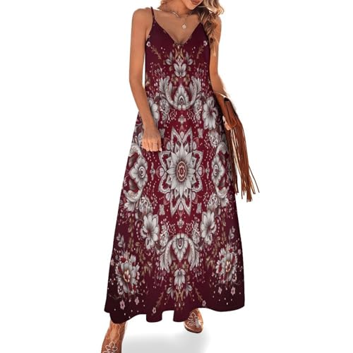 Robe sans manches élégante rouge coupe ample pour masquer les rondeurs avec style en été