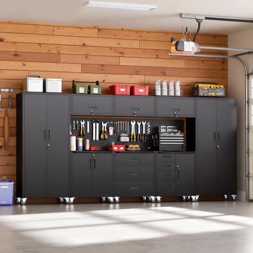 Image of Garage Cabinet System | Heavy Duty Steel All-in-One Modular Garage Cabinet Set for Ultimate Workshop Organization | Easy Assembly Garage Storage Cabinets & Tool Bench