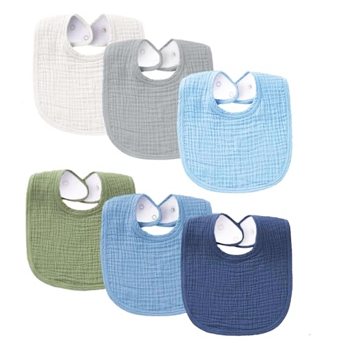 SLOSH Baberos Bebé Bebé Bebé Nacimiento Bebe Recién Nacido Algodón Suave Absorbente Ajustable Transpirable Bebé Unisex Niños Niñas, azul, Talla única