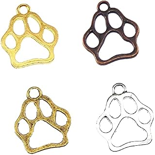 EnweiBingshi 60 Pieces Paws Pendant Lovely Cat Dog Paws Hollowed PawsPendant Charms Pendant for DIY Jewelry Making