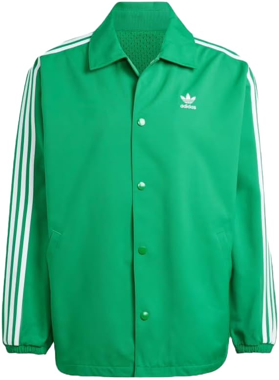 adidas Mens Adicolor Mesh Coach Jacket Athletic Outerwear Casual - Green