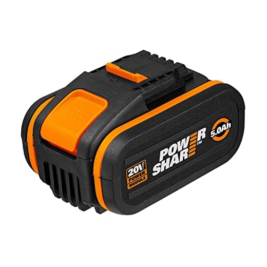 WORX WA3556 batteri 20 V — extremt kraftfullt batteri med integrerad laddningsnivåindikator — för alla WORX-enheter — 5000 mAh Li-Ion batteri