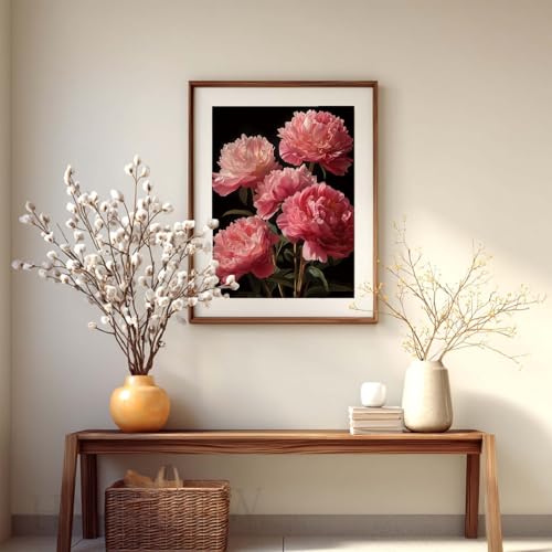 Impression sur toile pivoine rose affiche murale classique 3 pièces