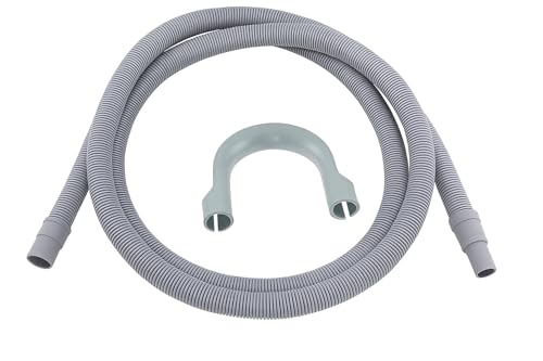 Terryshop74 Tubo Scarico Lavatrice 150 cm Flessibile Grigio – Universale, Made in Italy, con Curva a Gomito e Attacchi 22/18 mm in Gomma – Compatibile con Tutte le Lavatrici