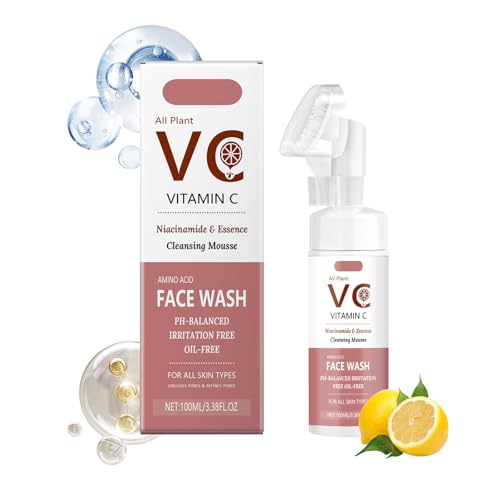 Espuma Limpiadora con Vitamina C, Niacinamida y Ácido Hialurónico, Cleanser, Hidratación Intensa y Limpieza Profunda, Textura Suave para Todo Tipo de Piel, Efecto Antioxidante y Uniformidad del Tono