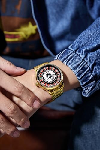Image of Giordano Casino Royale Analog Watch for Men- Unique Poker & Roulette Dial Design with Stainless Steel Strap - Stylish Luxury Watch
