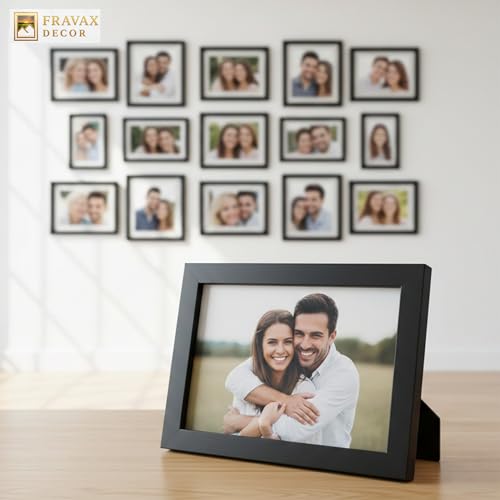 Image of 4x6 Inch Wooden Photo Frame | Fits 4x6 Photos | 0.5 mm Unbreakable Acrylic Front | Wall & Tabletop Display | Lightweight Gallery Style Frame for Home & Office (4, Classic Black)
