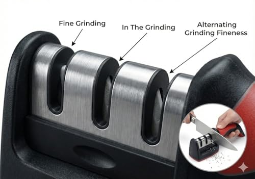 Image of Magnificent Manual Knife Sharpener Tool with 3 Stage Sharpening System | If The Box Does not Matches as in Main Image Please Return the Item, Because its Fake, its D&M FunVerse Printed on All Boxes