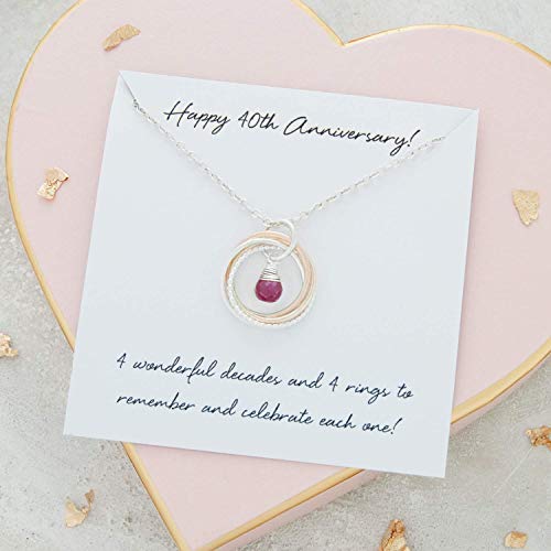 9ct Gold and Silver 40th Anniversary Necklace - 40th Anniversary Gift 9ct Gold and Silver 40th Anniversary Necklace - 40th Anniversary Gift