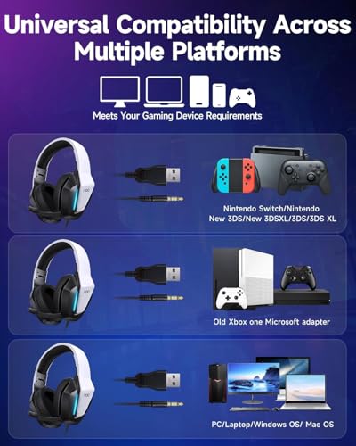 Image of AOC Wired Gaming Headset, Headphones for Xbox Series PS5 PC Switch, White