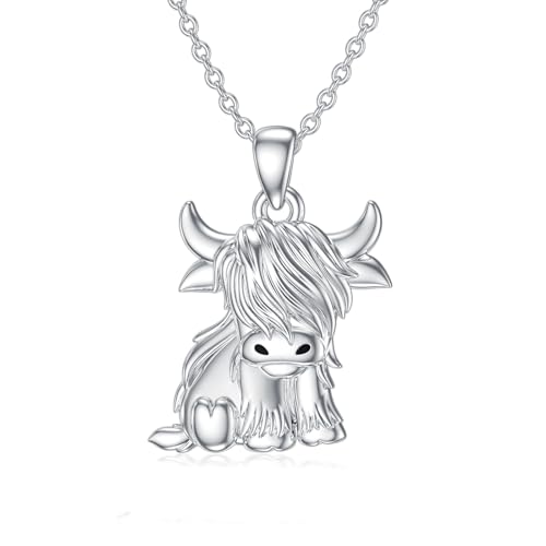 MEIDERBO Highland Cow Sterling Silver Necklace...